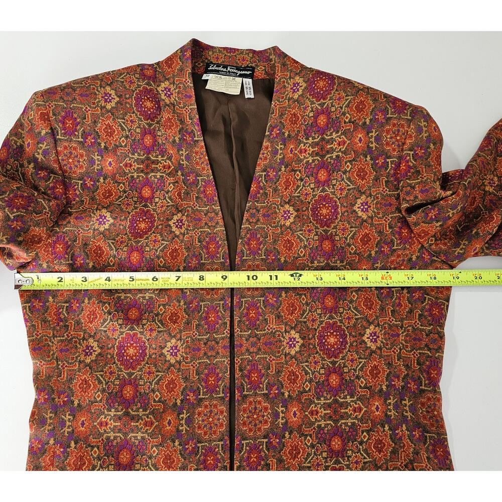 VTG 90's Salvatore Ferragamo Made in Italy Wool Cropped Open Jacket/Blazer 10 - Picture 4 of 8